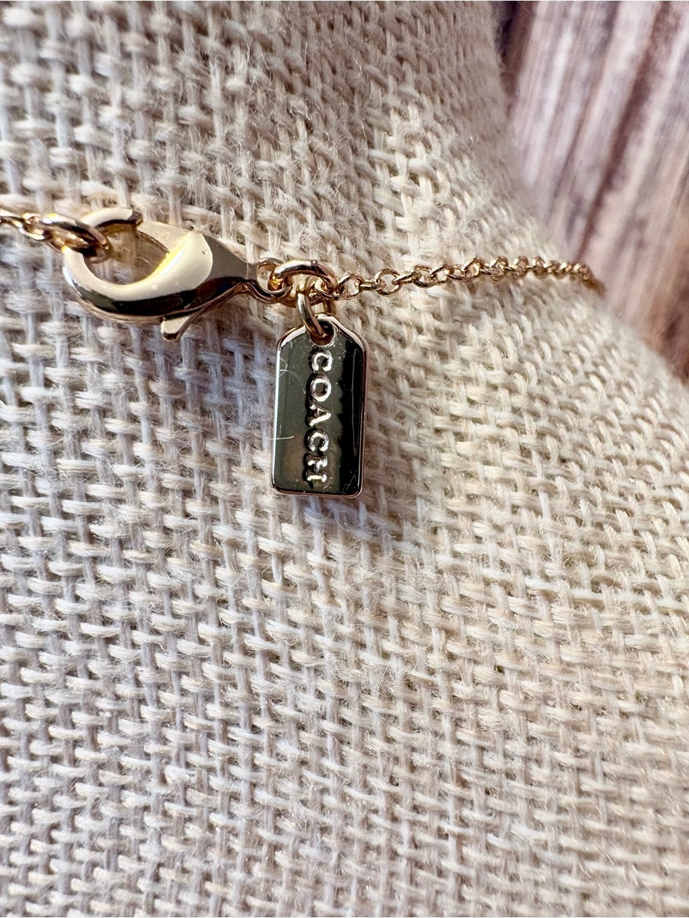 Coach Gold Crystal Charm Necklace NWT - Picture 5 of 7